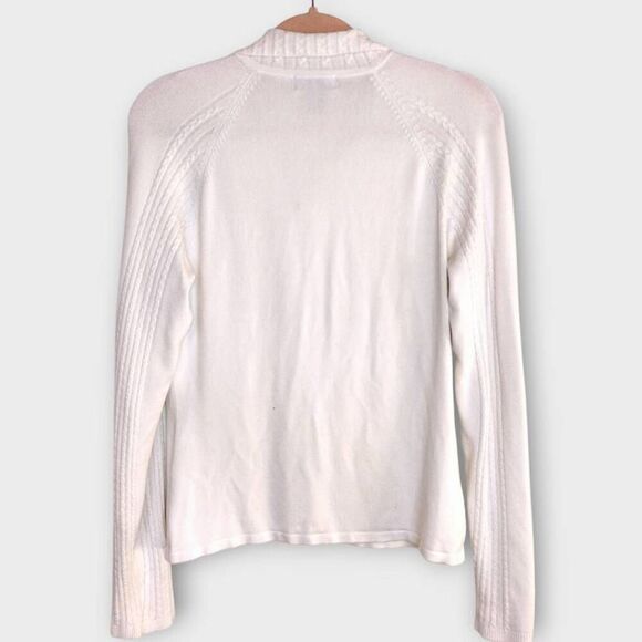 Nils Womens Sweater Sz Large White Ribbed Silver Zip TNeck - Picture 3 of 9